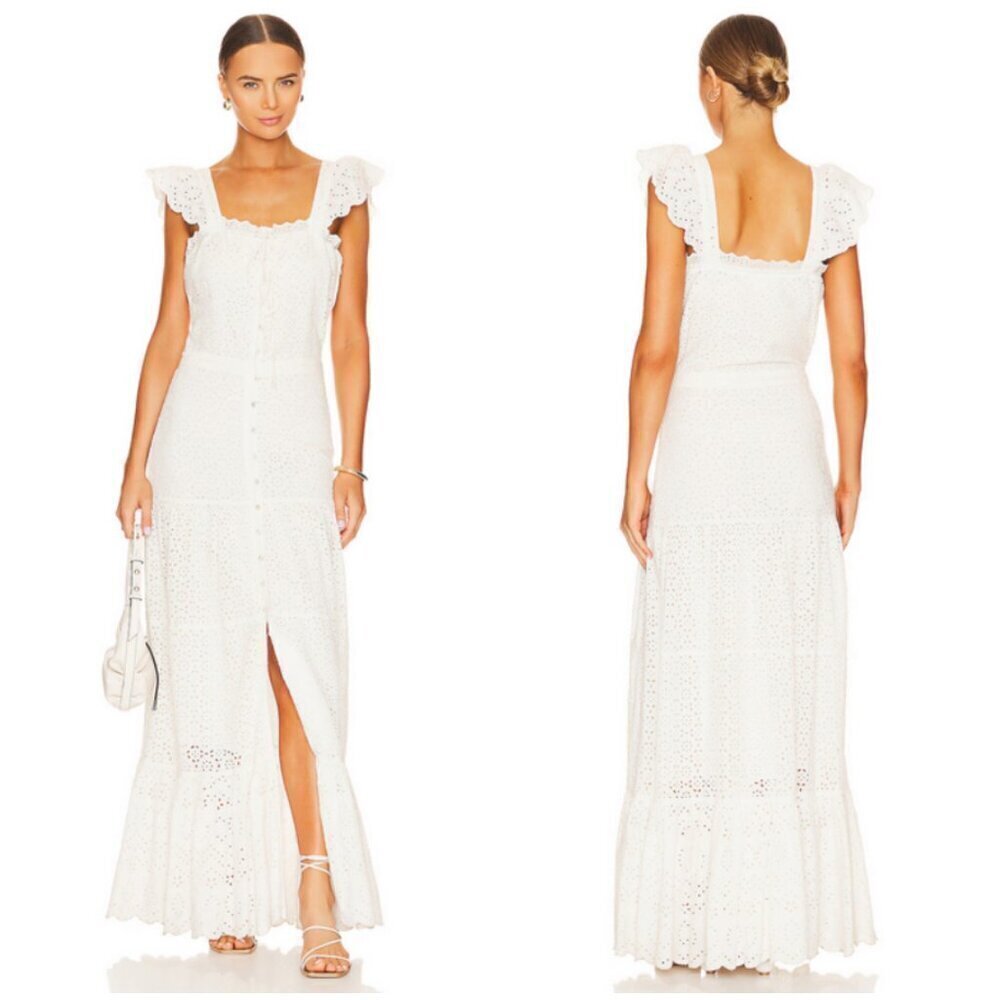 Veronica Beard Aislin Broderie Anglaise Eyelet Cotton Maxi Dress White 6 Nwt